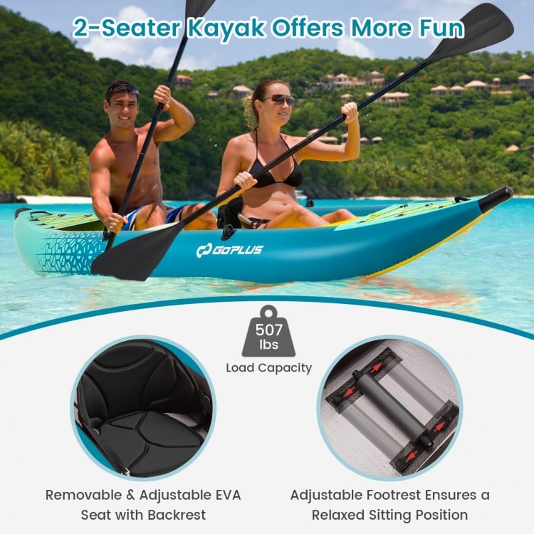 Inflatable 2-person Kayak Set with Aluminium Oars and Repair Kit