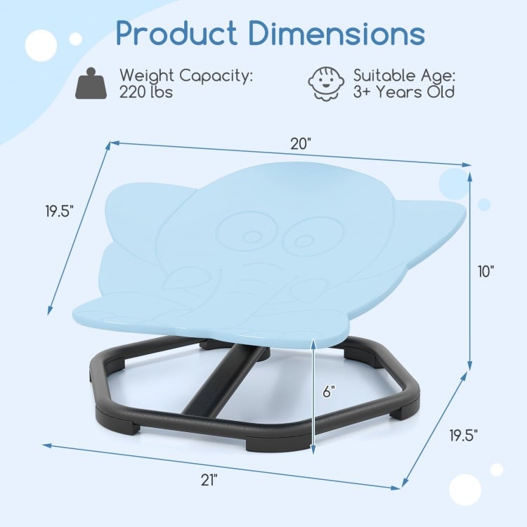 Kids Sensory Swivel Chair Elephant Petal 360° Spinning Chair-Blue