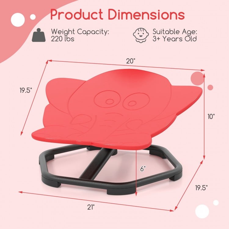 Kids Sensory Swivel Chair Elephant Petal 360° Spinning Chair-Red