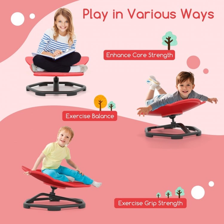Kids Sensory Swivel Chair Elephant Petal 360° Spinning Chair-Red