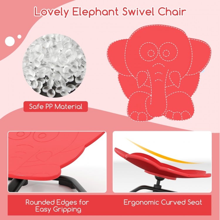 Kids Sensory Swivel Chair Elephant Petal 360° Spinning Chair-Red