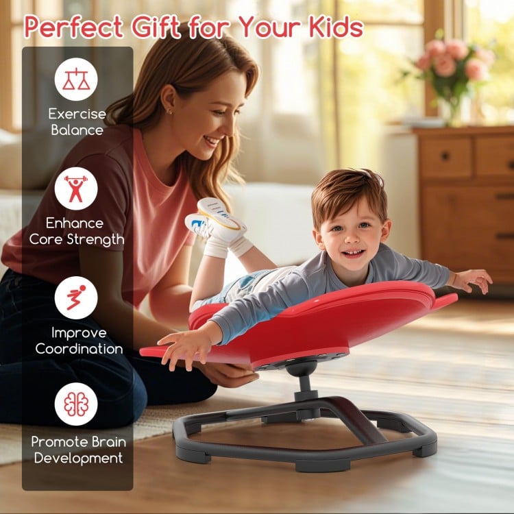 Kids Sensory Swivel Chair Elephant Petal 360° Spinning Chair-Red