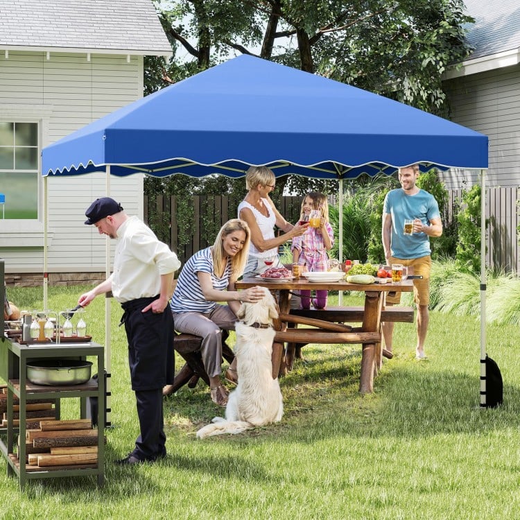 Foldable 10 X 10 Feet Pop up Canopy Tent with Wheeled Bag-Blue