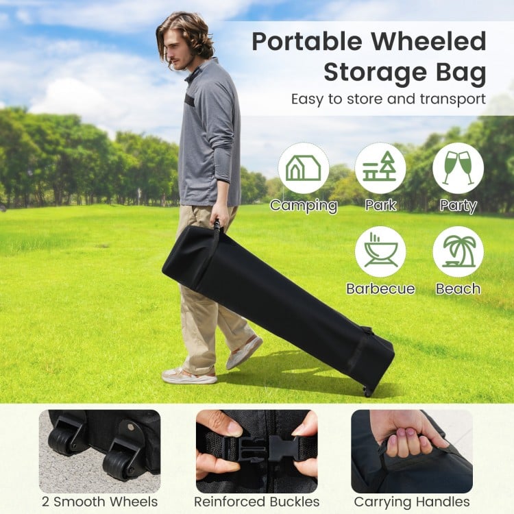 Foldable 10 X 10 Feet Pop up Canopy Tent with Wheeled Bag-White