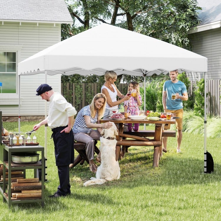 Foldable 10 X 10 Feet Pop up Canopy Tent with Wheeled Bag-White