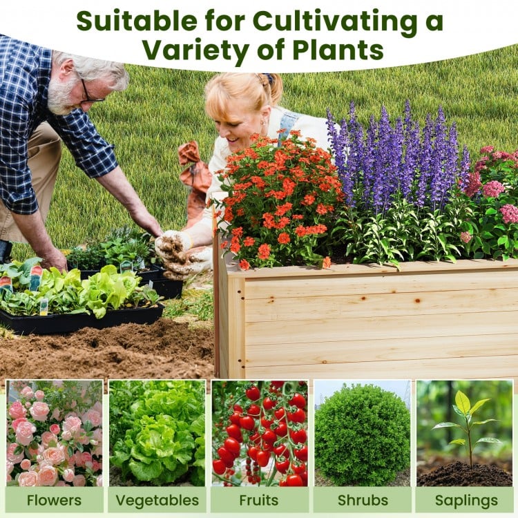 Wooden Raised Garden Bed Elevated Planter Box with Open-Ended Base