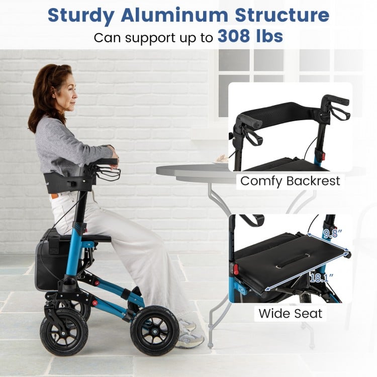 Folding Rollator Walker for Seniors with Seat for All Terrain-Navy