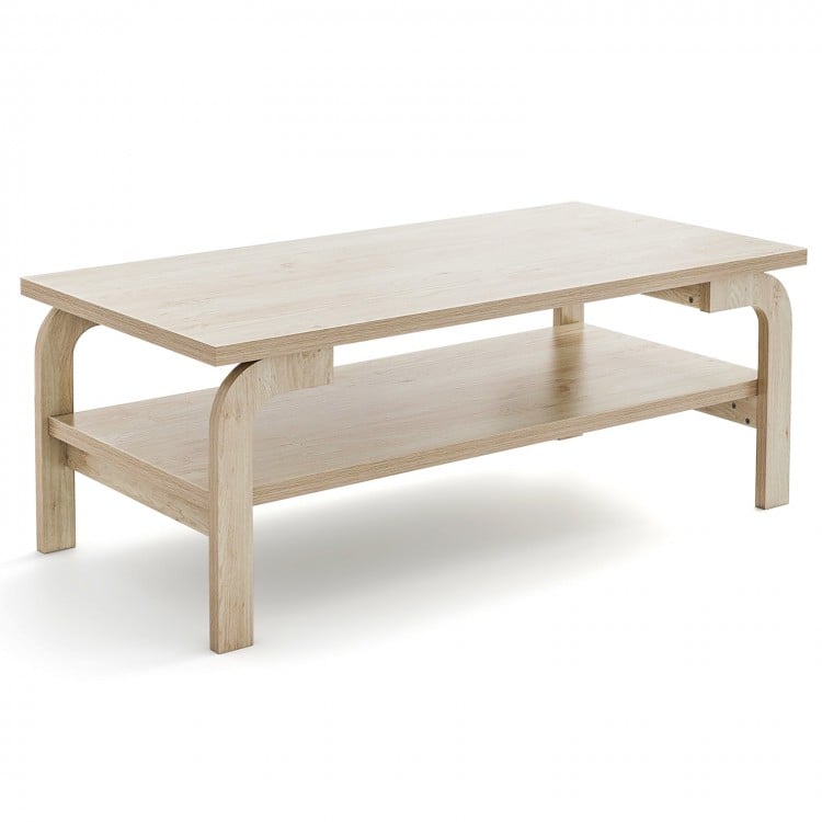 47 Inches Accent Rectangular Coffee Table for Living Room-Natural