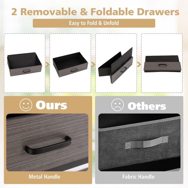 Console Table with Folding Fabric Drawers for Entryway-Gray