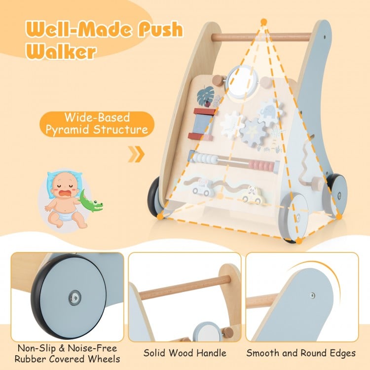 Wooden Baby Push and Pull Walker with Multi-Activity Learning Center
