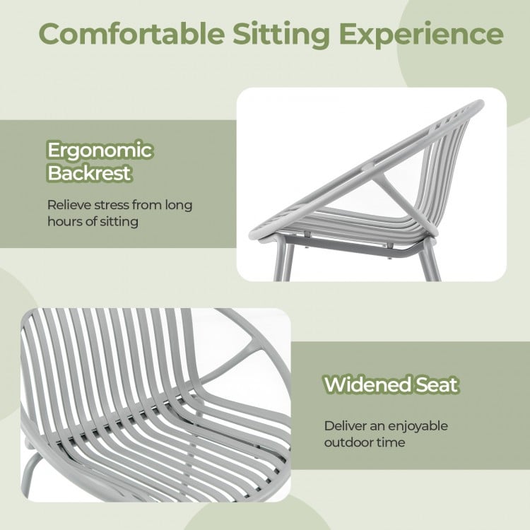 All Weather PP Patio Conversation Set with Round Coffee table and 2 Chairs-Gray