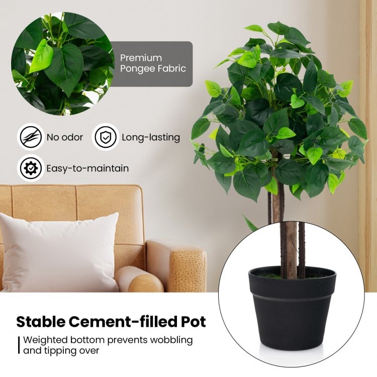 45 Inches Artificial Hydrangea Tree with Real Wood Trunk and Realistic Hydrangea Leaves