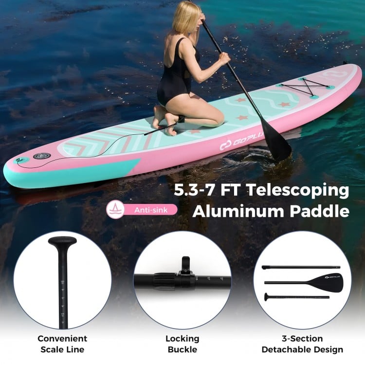 10/11 Feet Inflatable Stand up Paddle Board with 3 Fins and Adjustable Paddle