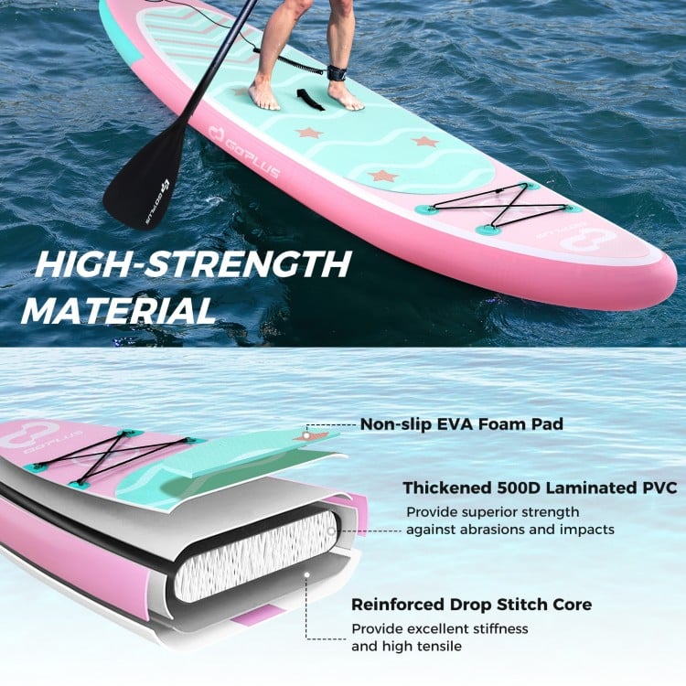 10/11 Feet Inflatable Stand up Paddle Board with 3 Fins and Adjustable Paddle