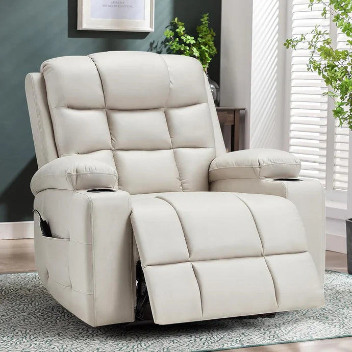 AECOJOY Electric Glider Recliner Nursery Chair with Lumbar Support, Cup Holders & Side Pockets