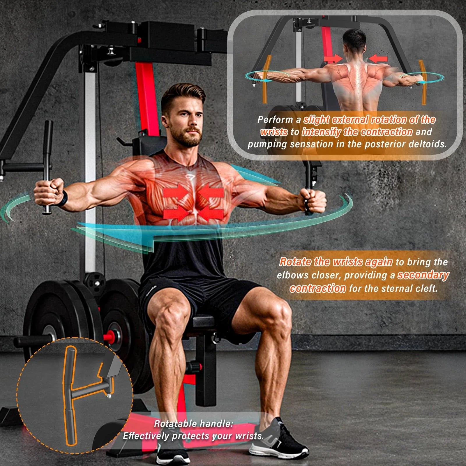 YODOLLA Adjustable Chest Fly & Reverse Delt Machine β PEC Deck Upper Body Trainer (Black/Red)
