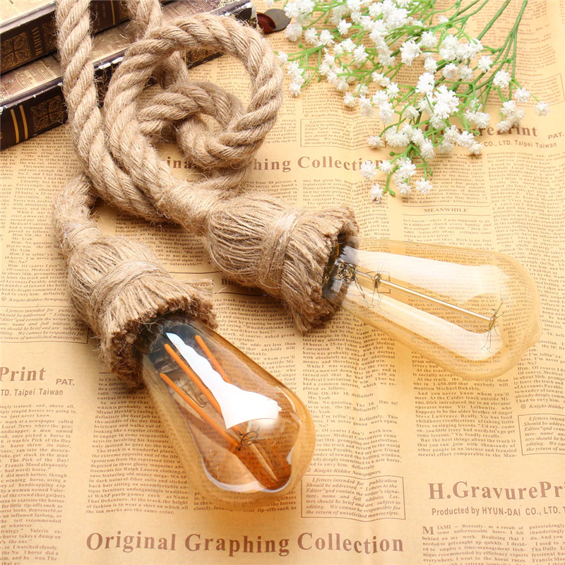 Industrial hanging hemp rope Pendant lighting ~1235ย