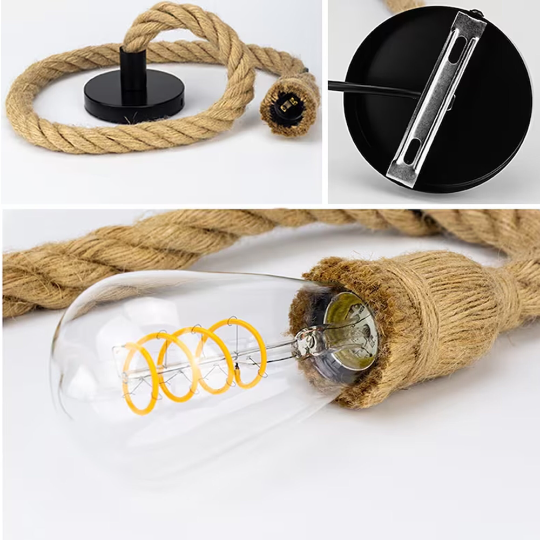 Industrial hanging hemp rope Pendant lighting ~1235ย