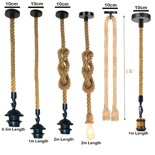 Industrial hanging hemp rope Pendant lighting ~1235ย