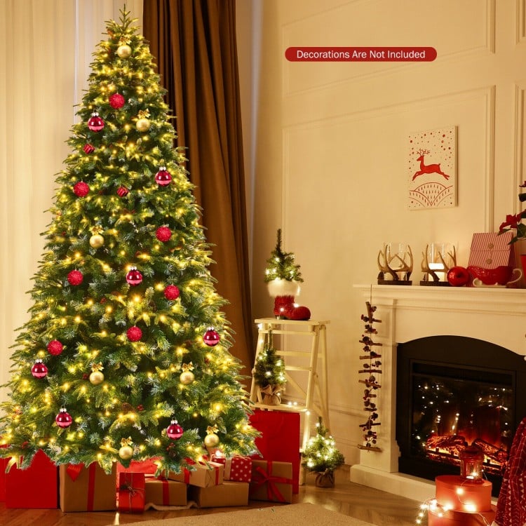 Pre-Lit Snowy Christmas Hinged Tree with Multi-Color Lights-9'