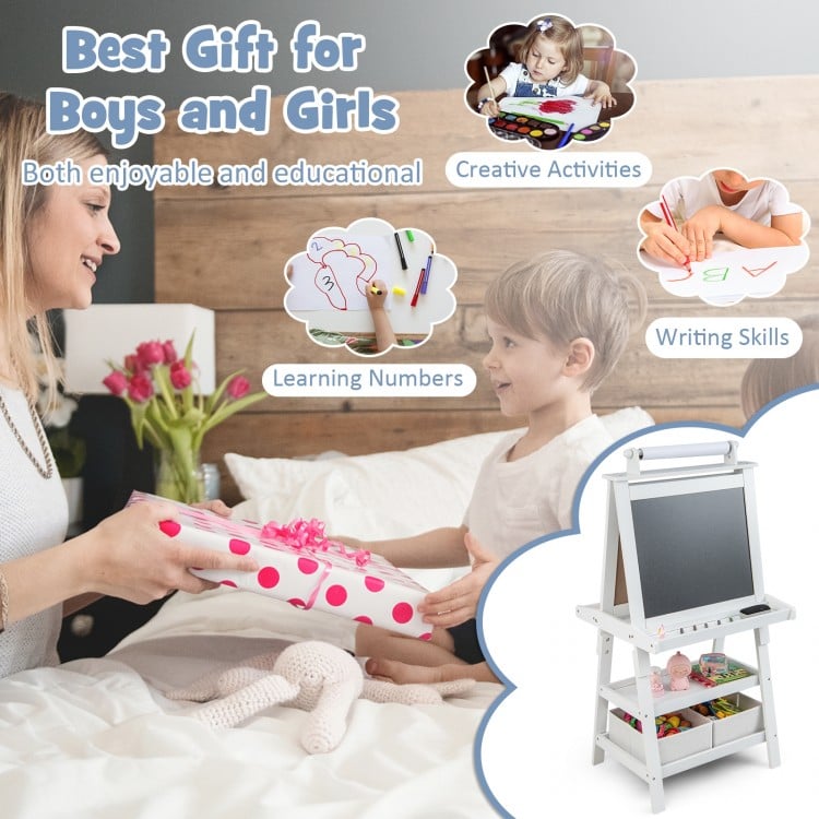 3-in-1 Double-Sided Storage Art Easel-White
