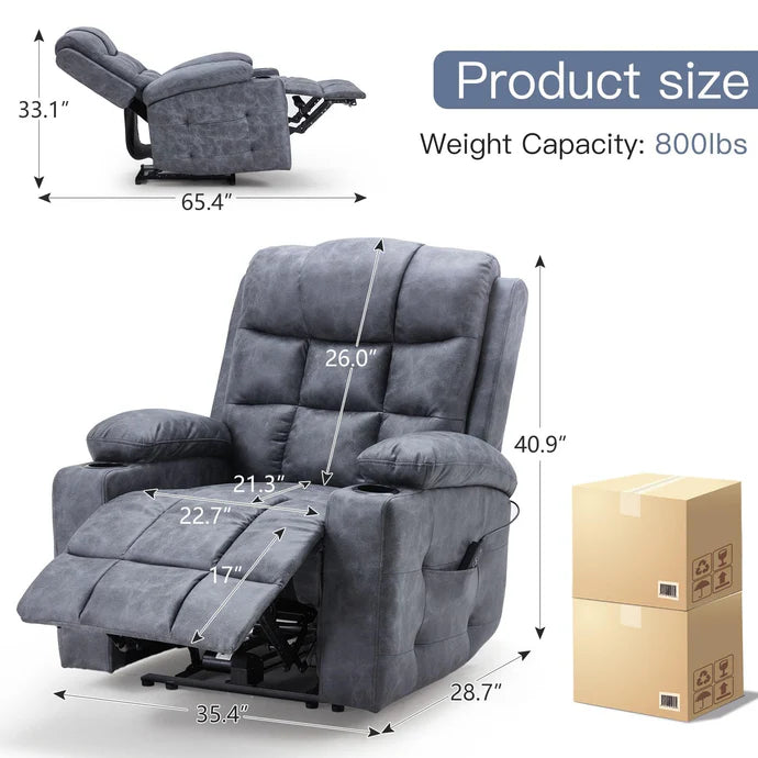 AECOJOY Electric Glider Recliner Nursery Chair with Lumbar Support, Cup Holders & Side Pockets