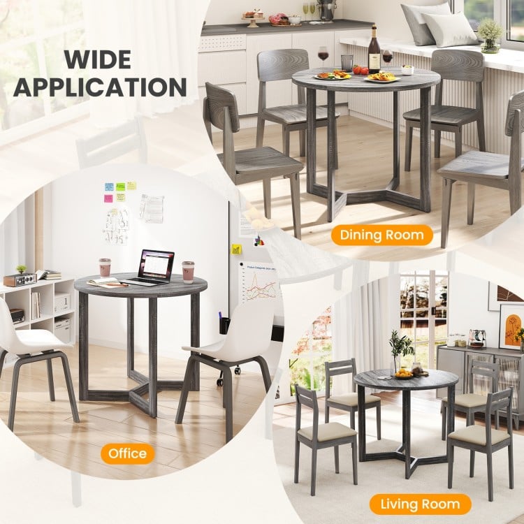 36 Inch Round Wood Dining Table for 2-4 People with Wing-shaped Pedestal Base-Black