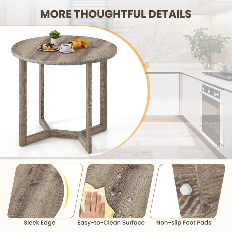 36 Inch Round Wood Dining Table for 2-4 People with Wing-shaped Pedestal Base-Grey