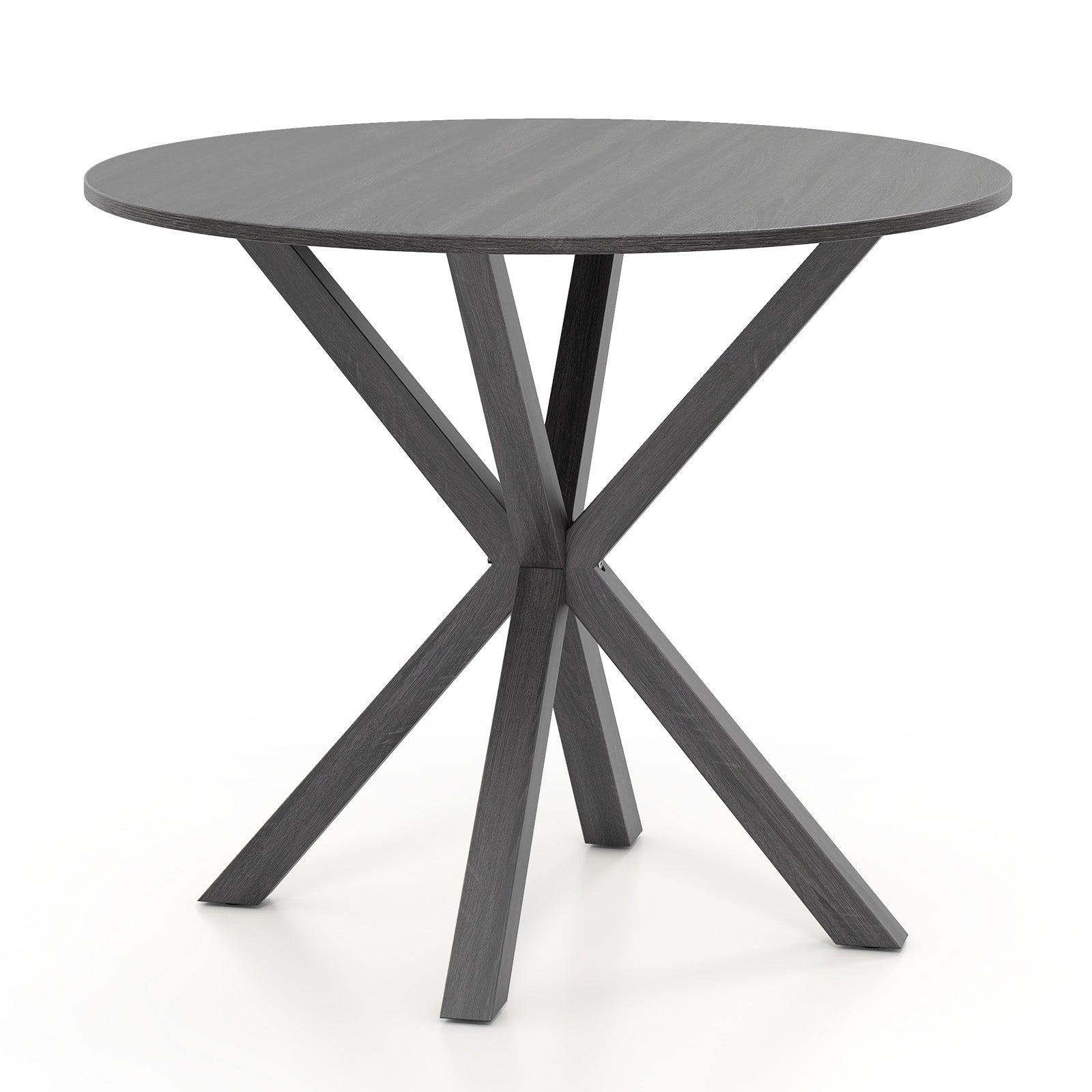 36 Inch Wood Dining Table with Intersecting Pedestal Base for 2-4 People-Black