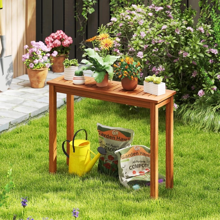 Wooden Plant Stand Outdoor Indoor Solid Wood Flower Pot Holder Display Shelf-M