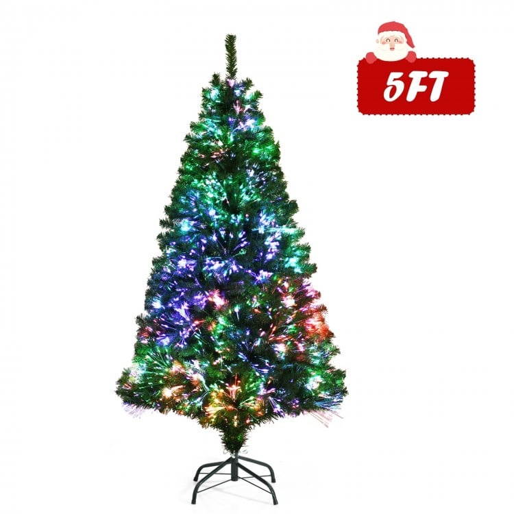 5 FT Pre-lit Multi-Colored Fiber Optic Spruce Artificial Christmas Tree