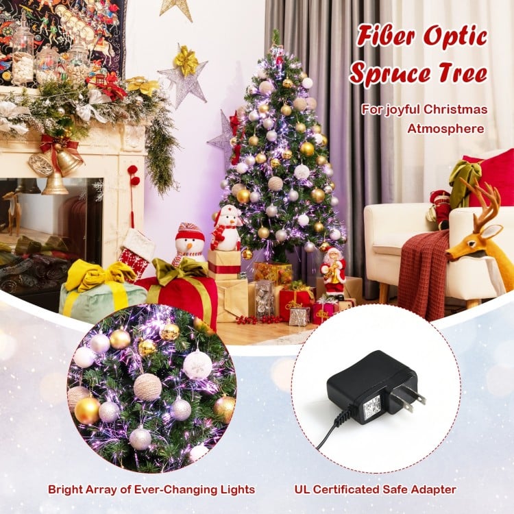 5 FT Pre-lit Multi-Colored Fiber Optic Spruce Artificial Christmas Tree