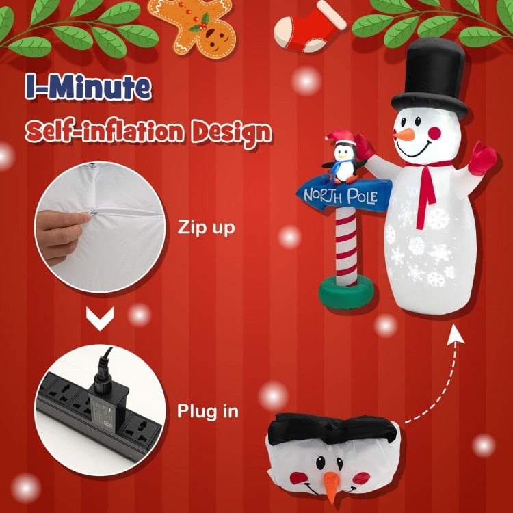 6 Feet Inflatable Christmas Decoration with Built-in Snowflake Projector