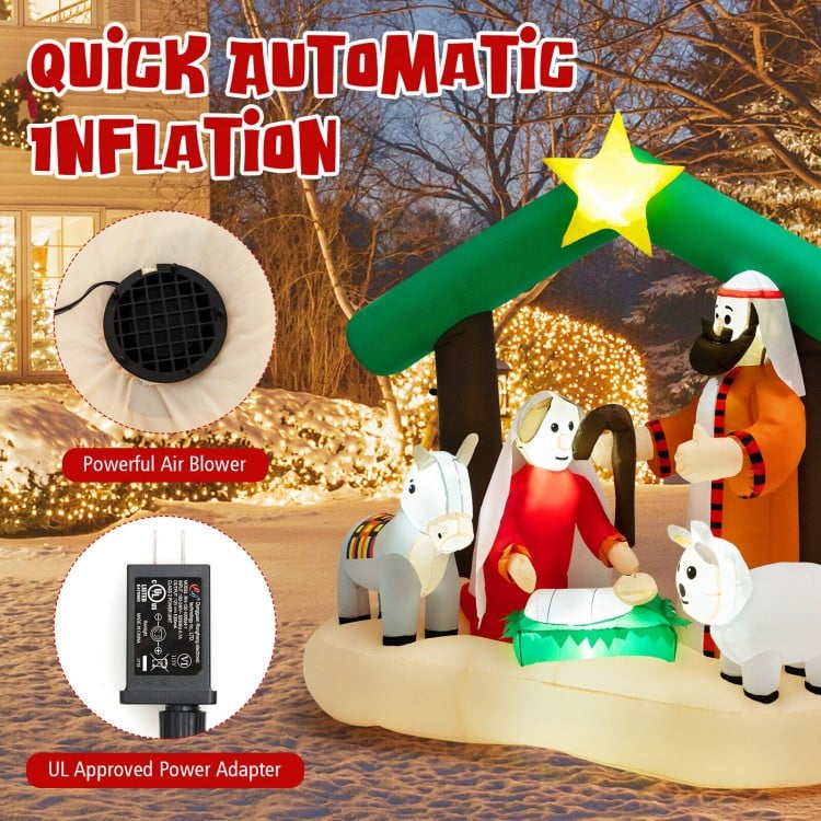 6.7 Feet Christmas Inflatable Nativity Scene with LED Lights