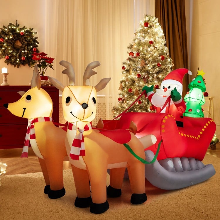 7.2 Feet Long Christmas Inflatable Santa Rides Sled with LED Lights