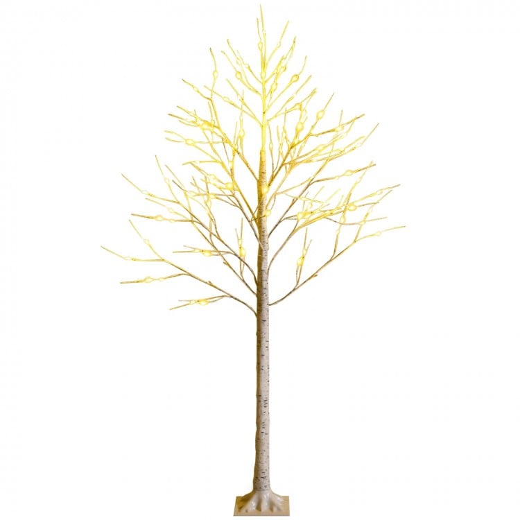 Pre-lit White Twig Birch Tree for Christmas Holiday with LED Lights-6 ft