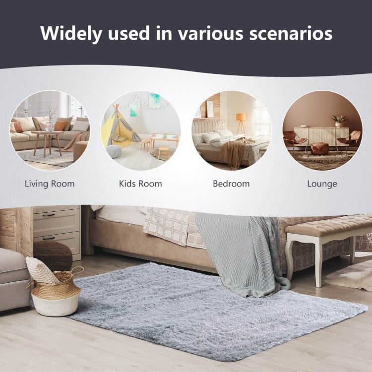 5 x 7 Feet Modern Rectangular Soft Shag Area Rug for Living Room Bedroom-Light Gray
