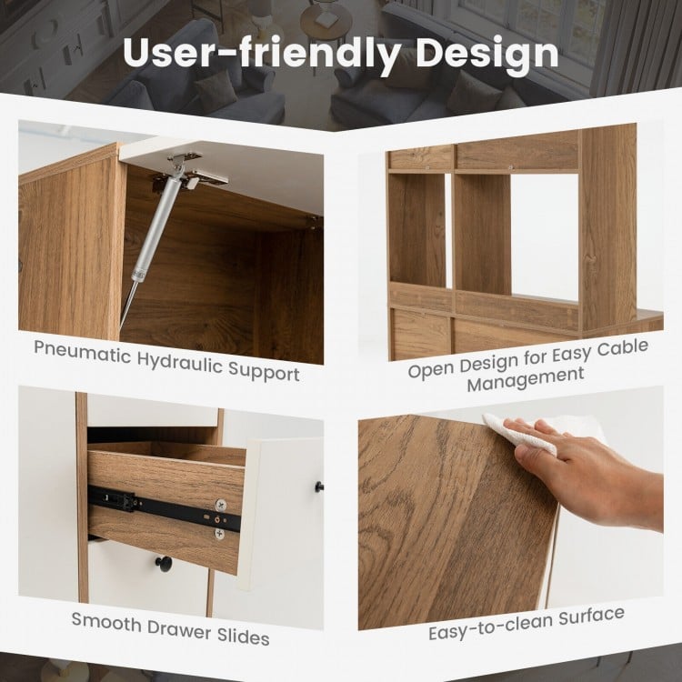 71 Inch Kitchen Pantry with 3 Storage Cabinet and 3 Deep Drawers-White