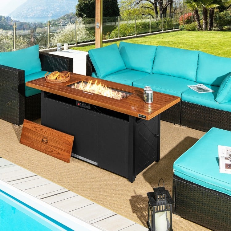 57 Inch 50,000 BTU Rectangular Propane Outdoor Fire Pit Table
