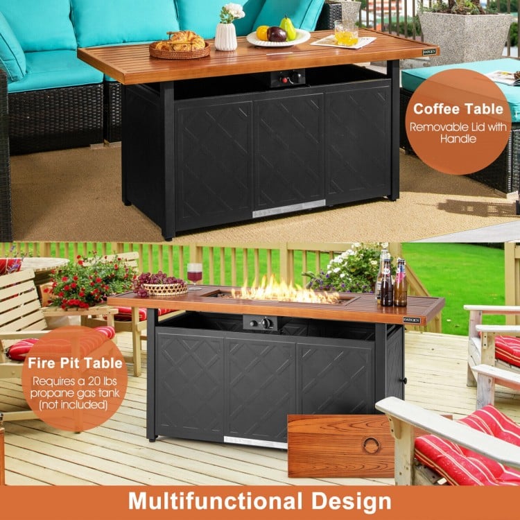 57 Inch 50,000 BTU Rectangular Propane Outdoor Fire Pit Table