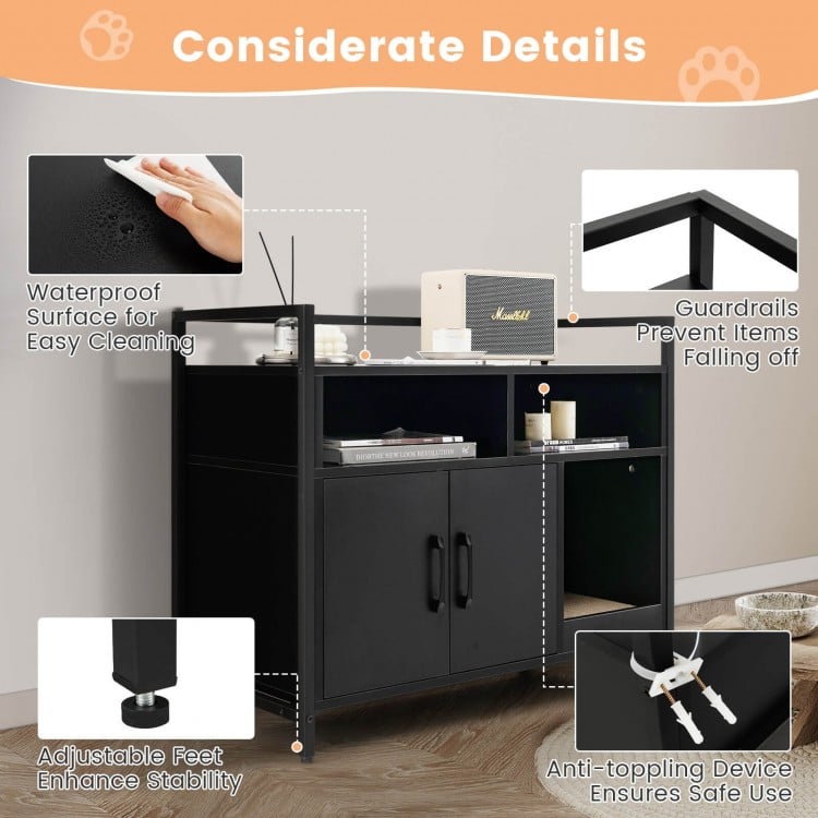 Hidden Cat Washroom with Double Doors and Scratch Cardboard-Black