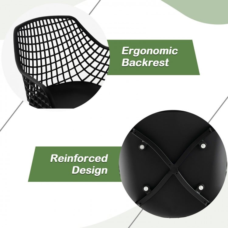 Set of 4 Heavy Duty Modern Dining Chair with Airy Hollow Backrest-Black