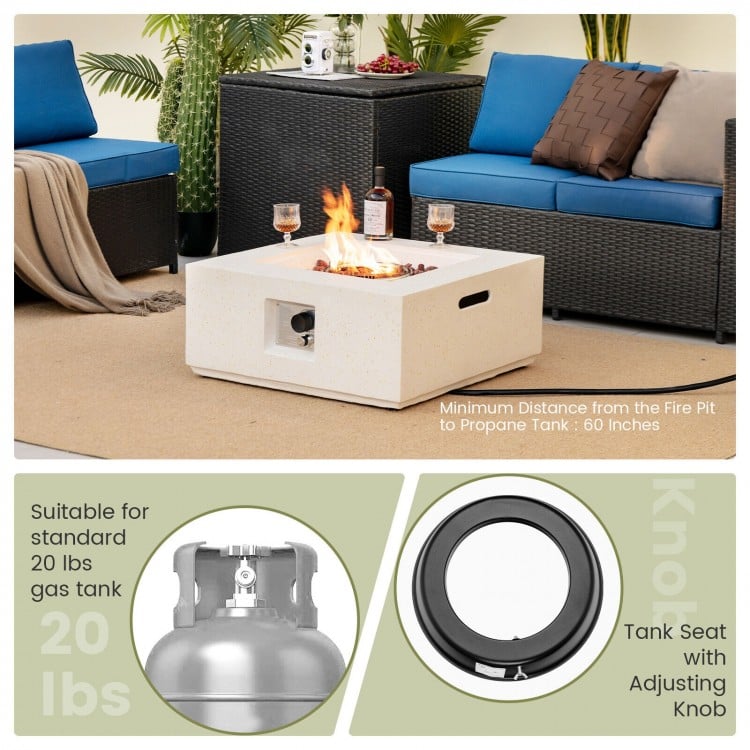 28 Inch 40000 BTU Square Propane Gas Fire Pit with PVC Cover