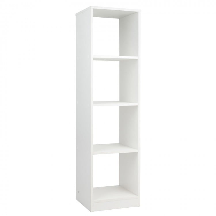 5 Tiers 4-Cube Narrow Bookshelf with 4 Anti-Tipping Kits-White