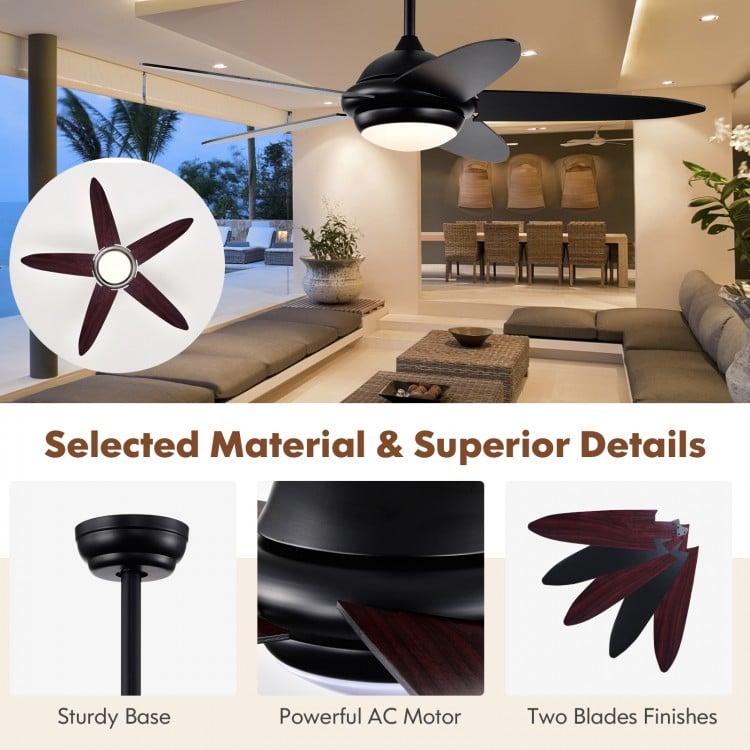 Ceiling Fan with Lights and 3 Lighting Colors-Black