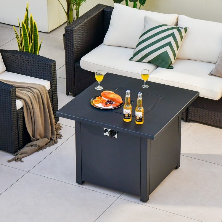 50,000 BTU 32 Inch Square Propane Gas Fire Pit Table