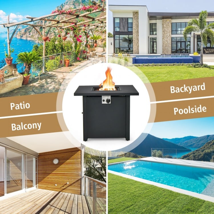50,000 BTU 32 Inch Square Propane Gas Fire Pit Table