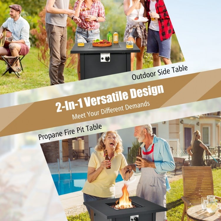 50,000 BTU 32 Inch Square Propane Gas Fire Pit Table