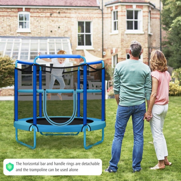 5 Feet Kids 3-in-1 Game Trampoline with Enclosure Net Spring Pad