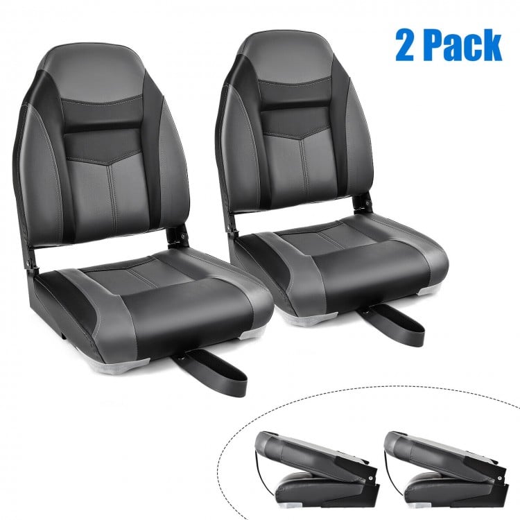 High Back Folding Boat Seats with Black Grey Sponge Cushion and Flexible Hinges